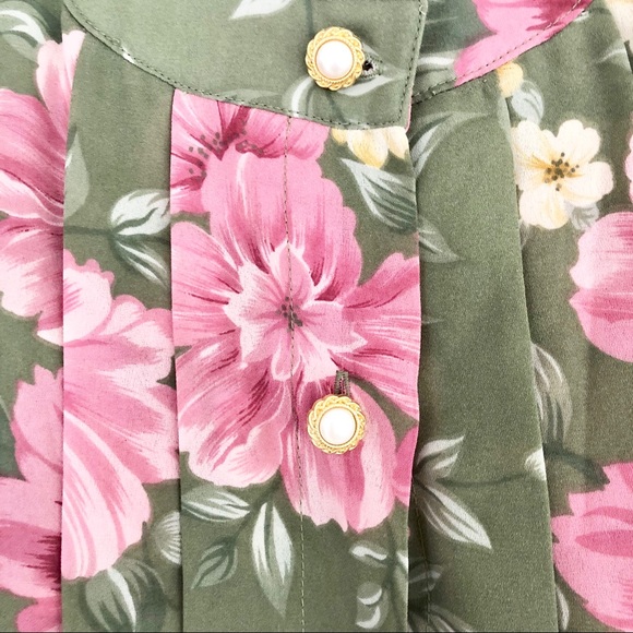 🌷VINTAGE 80s Floral Pleated Skirt Set - Picture 5 of 6